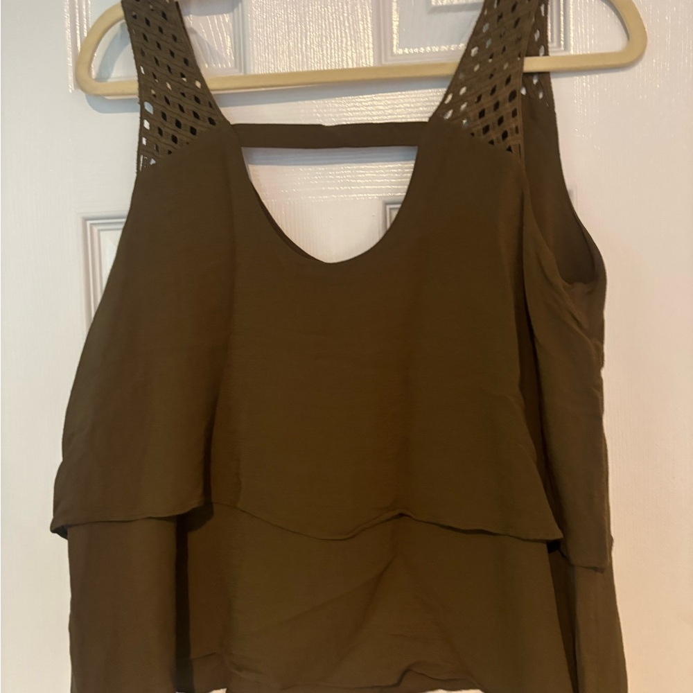 HD in Paris Green Tiered Sleeveless Tank Top